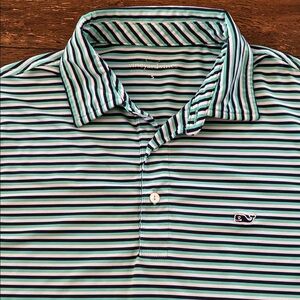 Vineyard Vines Men's Polo Shirt - Green, Navy & White Stripes